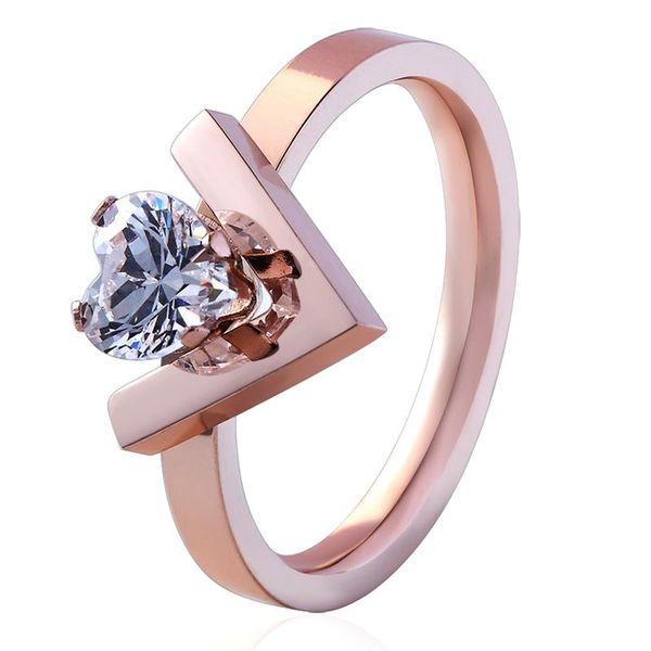 wedding rings unique design v shape inlaid heart crystal ring women stainless steel rose gold color luxury love, Slivery;golden
wedding rings unique design v shape inlaid heart crystal ring women stainless steel rose gold color luxury love, Slivery;golden