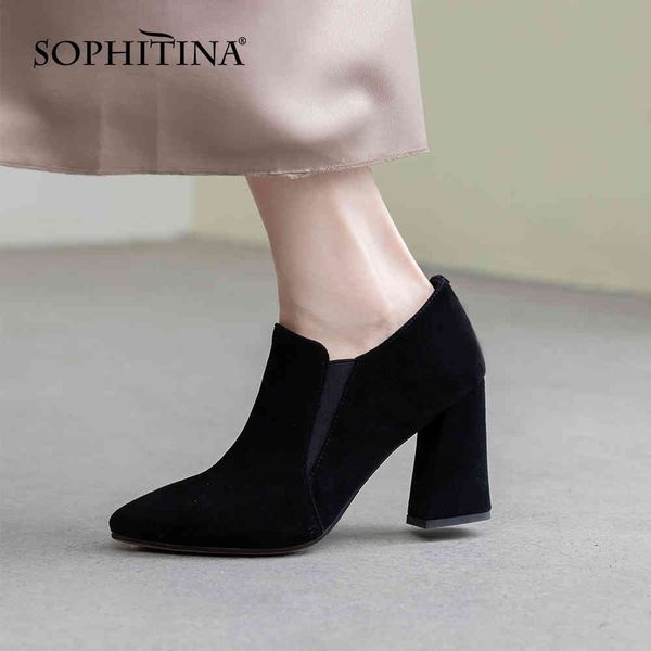 sophitina winter mature style dress deep mouth pumps woman suede pointed toe slip on elastic band high square heel shoe po850 210513, Black
sophitina winter mature style dress deep mouth pumps woman suede pointed toe slip on elastic band high square heel shoe po850 210513, Black
