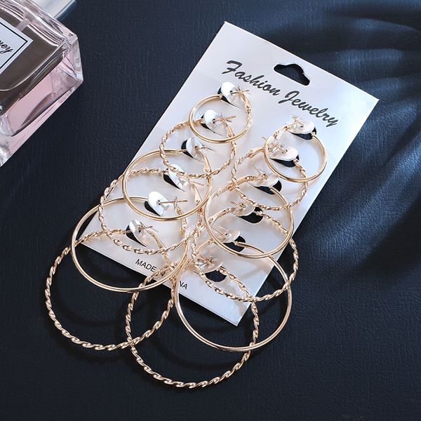 6 pairs/set 2020 new fashion round circle hoop earrings set for women girl punk style brincos round earrings party jewelry gift, Golden;silver
6 pairs/set 2020 new fashion round circle hoop earrings set for women girl punk style brincos round earrings party jewelry gift, Golden;silver