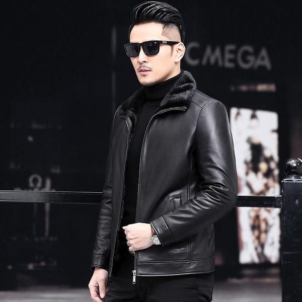 men's leather & faux factory direct selling mink inner style to overcome male real sheep fur coat haining winter thick, Black
men's leather & faux factory direct selling mink inner style to overcome male real sheep fur coat haining winter thick, Black