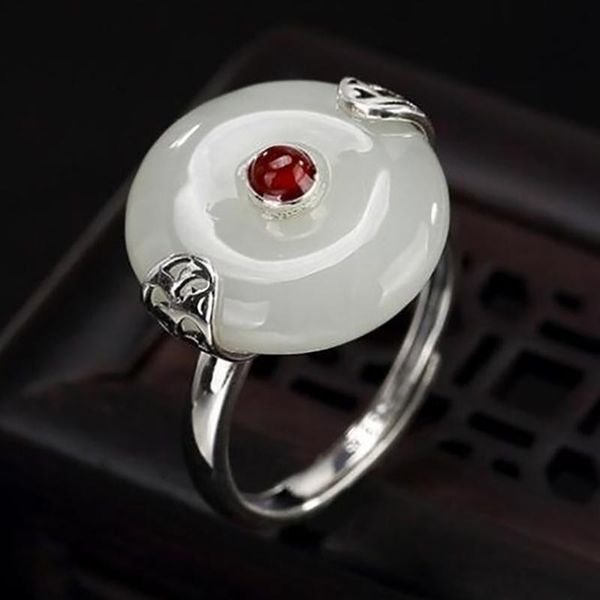 cluster rings silver inlaid natural hetian white jade safety buckle retro woman fresh and romantic niche design craft open adjustable ring, Golden;silver
cluster rings silver inlaid natural hetian white jade safety buckle retro woman fresh and romantic niche design craft open adjustable ring, Golden;silver