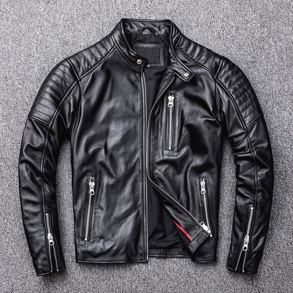 men's leather & faux mens motorbiker jacket black genuine motorcycle coat spring and autumn slim sheepskin soft clothes
men's leather & faux mens motorbiker jacket black genuine motorcycle coat spring and autumn slim sheepskin soft clothes