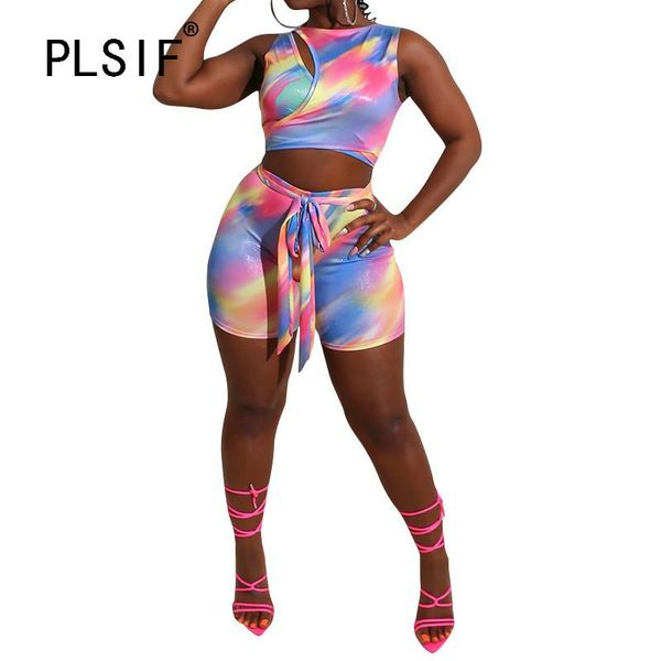 two piece dress tie dye print 2 set women's hollow out design short and skinny shorts beachwear, White
two piece dress tie dye print 2 set women's hollow out design short and skinny shorts beachwear, White