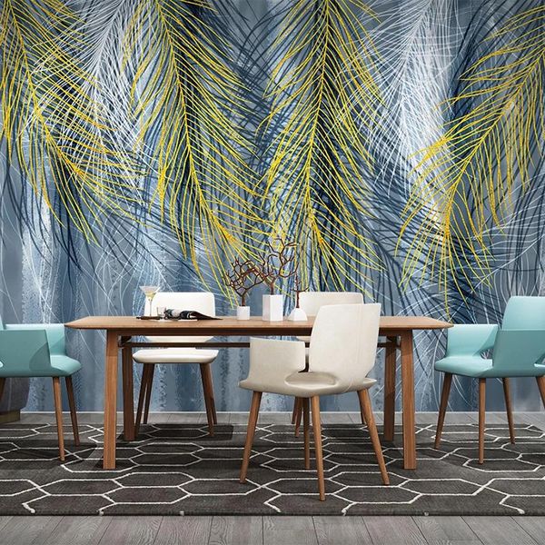 wallpapers custom 3d po wallpaper murals hand painted nordic abstract feather restaurant living room sofa tv background wall painting