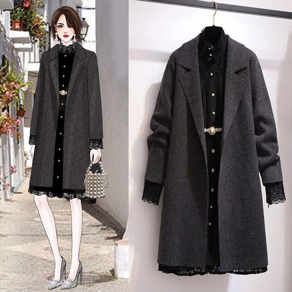 women's wool & blends good quality plus size ladies temperament dress suit two-piece coat 23im, Black
women's wool & blends good quality plus size ladies temperament dress suit two-piece coat 23im, Black