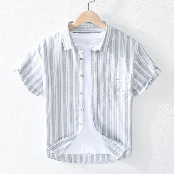men's casual shirts summer cotton linen stripe for men short sleeve chest pockets japan harajuku style comfortable soft high quality, White;black
men's casual shirts summer cotton linen stripe for men short sleeve chest pockets japan harajuku style comfortable soft high quality, White;black