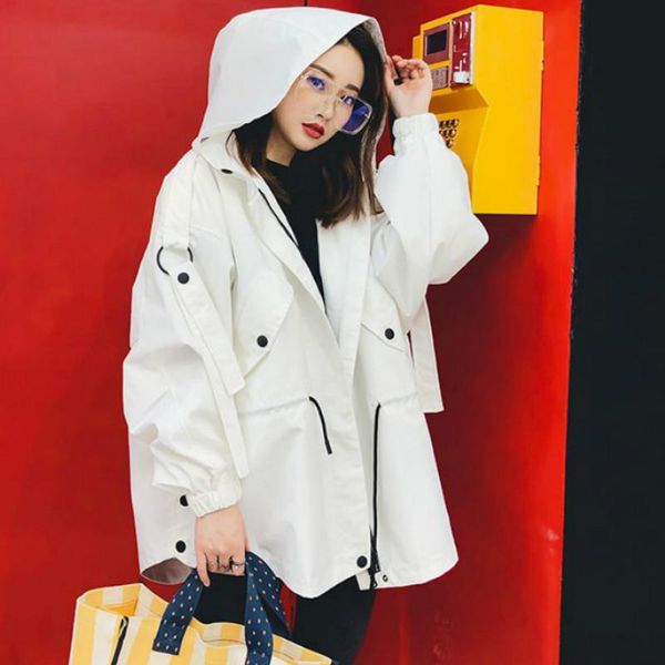 women's trench coats zipper hooded short windbreaker female 2021 casual spring coat womenloose plus size outerweat zz003, Tan;black
women's trench coats zipper hooded short windbreaker female 2021 casual spring coat womenloose plus size outerweat zz003, Tan;black