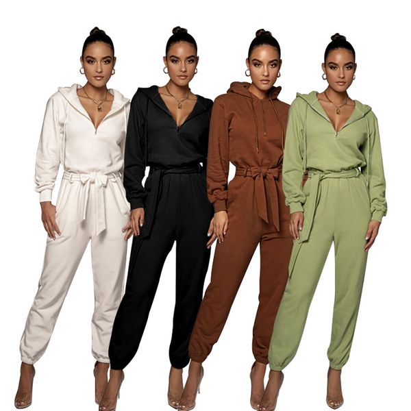 fall winter slim long sleeve solid color hooded half open collar urban casual women's jumpsuit, Black;white
fall winter slim long sleeve solid color hooded half open collar urban casual women's jumpsuit, Black;white