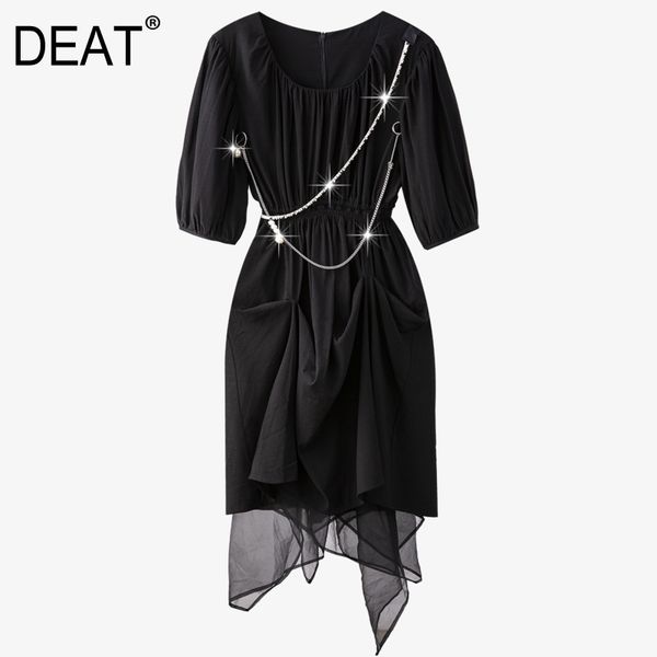 black irregular pearl chain decorative mesh stitching bubble short sleeve pleated waist dress women summer gx1238 210421, Black;gray
black irregular pearl chain decorative mesh stitching bubble short sleeve pleated waist dress women summer gx1238 210421, Black;gray