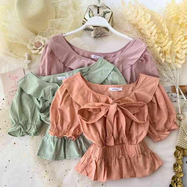 summer korean vintage puff sleeve shirt blouse for women with bow knot sweet doll collar short-sleeved cute 210420, White
summer korean vintage puff sleeve shirt blouse for women with bow knot sweet doll collar short-sleeved cute 210420, White
