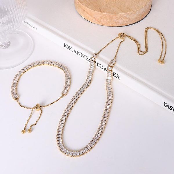 chains luxury titanium steel plated 18k gold thick daimond chain adjustable popcorn bracelet necklace set for women gril, Silver
chains luxury titanium steel plated 18k gold thick daimond chain adjustable popcorn bracelet necklace set for women gril, Silver