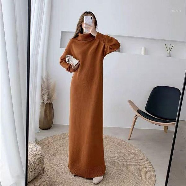women 2021 autumn winter turtleneck long sweater dress female knitted sweaters dresses sleeve casual loose vestidos c515, Black;gray
women 2021 autumn winter turtleneck long sweater dress female knitted sweaters dresses sleeve casual loose vestidos c515, Black;gray