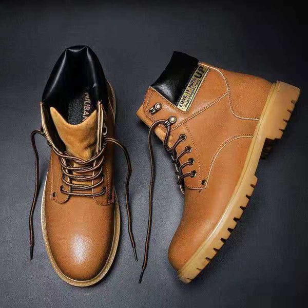 2021 autumn and winter genuine leather martin boots men's middle helper british boots men's non slip warm, Black
2021 autumn and winter genuine leather martin boots men's middle helper british boots men's non slip warm, Black