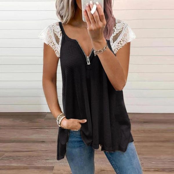 women's blouses & shirts womens casual blouse zipper v-neck lace short sleeve pleated vintage summer harajuku pullover, White
women's blouses & shirts womens casual blouse zipper v-neck lace short sleeve pleated vintage summer harajuku pullover, White