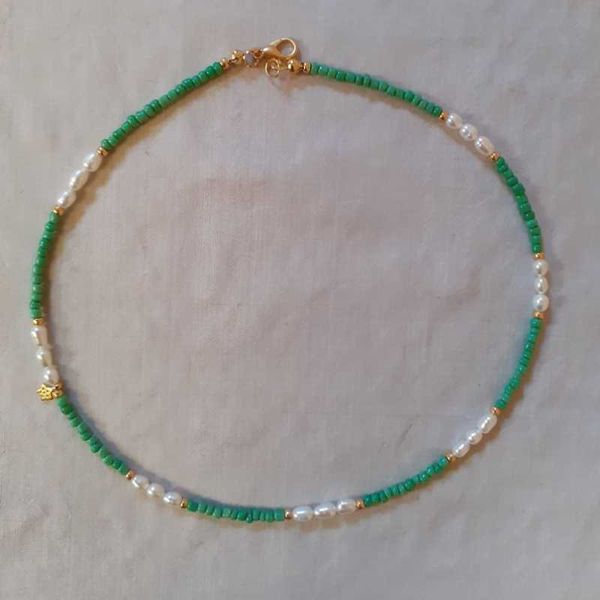chokers freshwater pearls and green beads necklace real seed bead gift for her choker, Golden;silver
chokers freshwater pearls and green beads necklace real seed bead gift for her choker, Golden;silver