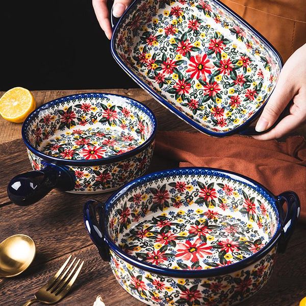 bowls retro ceramic bakeware household hand painted salad plate rice bowl binaural baking pan kitchen tableware single handle
bowls retro ceramic bakeware household hand painted salad plate rice bowl binaural baking pan kitchen tableware single handle