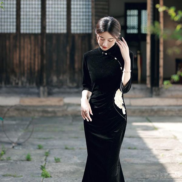 casual dresses velvet aesthetic vintage women bandage slithem bodycon mermaid dress evening wear cheongsam, Black;gray
casual dresses velvet aesthetic vintage women bandage slithem bodycon mermaid dress evening wear cheongsam, Black;gray