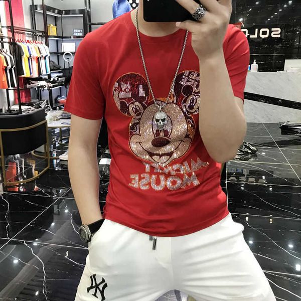 w0663 summer new heavy craft drill short sleeve t-shirt net red tide brand slim versatile t-shirt, White;black
w0663 summer new heavy craft drill short sleeve t-shirt net red tide brand slim versatile t-shirt, White;black