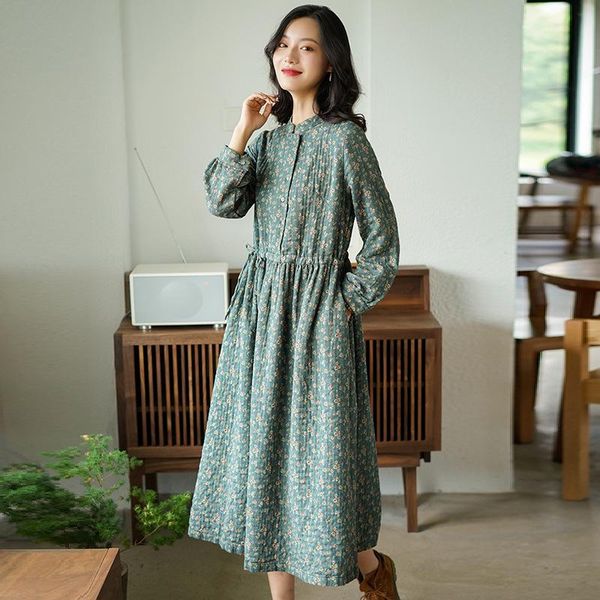 casual dresses johnature women print floral shirt cotton soft fall cheongsam 2021 long sleeve a-line clothes belt dress, Black;gray
casual dresses johnature women print floral shirt cotton soft fall cheongsam 2021 long sleeve a-line clothes belt dress, Black;gray