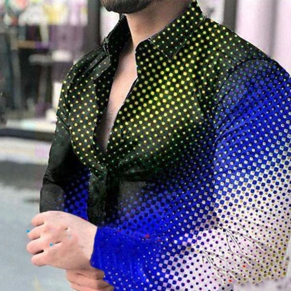 men's casual shirts white men shirt digital printing gradient plus size single-breasted for clothing autumn winter party, White;black 
men's casual shirts white men shirt digital printing gradient plus size single-breasted for clothing autumn winter party, White;black