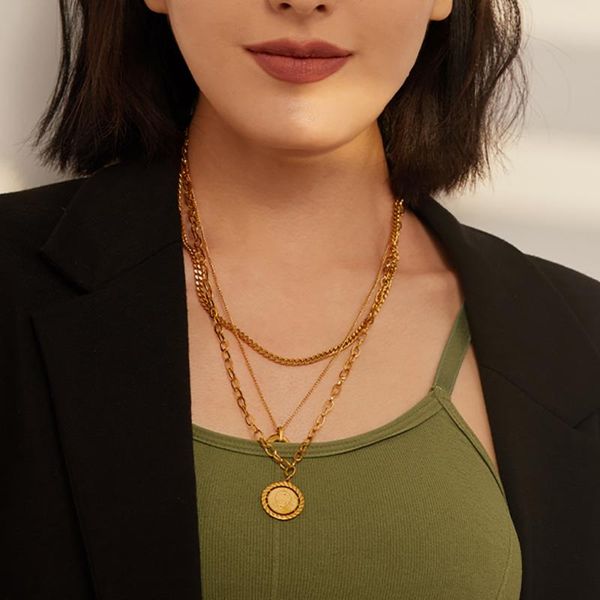 pendant necklaces multi layers choker necklace stainless steel lion horns animal fashion 18 k plated metal chain jewelry gift, Silver
pendant necklaces multi layers choker necklace stainless steel lion horns animal fashion 18 k plated metal chain jewelry gift, Silver