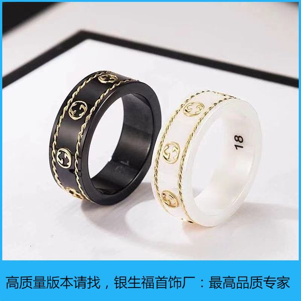 white ceramic black steel stone couple wedding ring valentine's day gift, Golden;silver
white ceramic black steel stone couple wedding ring valentine's day gift, Golden;silver