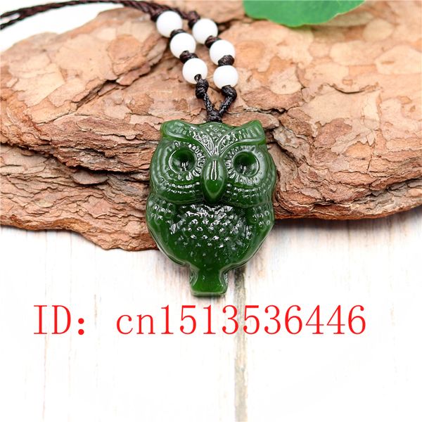 natural green chinese jade owl pendant necklace charm jewellery fashion accessories hand-carved luck amulet gifts, Silver 
natural green chinese jade owl pendant necklace charm jewellery fashion accessories hand-carved luck amulet gifts, Silver
