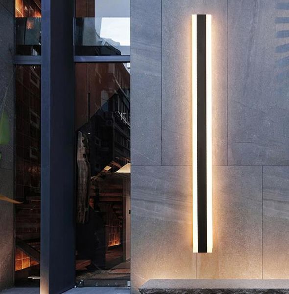 modern waterproof outdoor long strip led wall lamp ip65 aluminum light garden porch sconce lamps