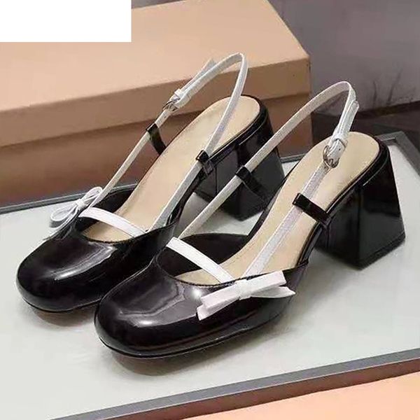 sandals round toe chunky high heels single shoes women shiny leather shallow mouth bowknot decor slingback mixed color pumps ob47, Black
sandals round toe chunky high heels single shoes women shiny leather shallow mouth bowknot decor slingback mixed color pumps ob47, Black