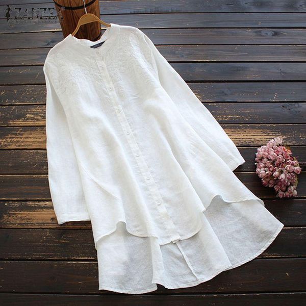 women's blouses & shirts women spring long sleeve solid irregular hem buttons up floral embroidery blouse casual elegant, White
women's blouses & shirts women spring long sleeve solid irregular hem buttons up floral embroidery blouse casual elegant, White
