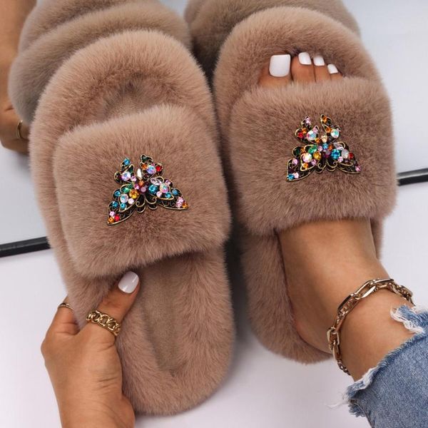 slippers female rhinestone butterfly faux fur slides thick bottom sandals flip flops fashion outdoor casual shoes, Black
slippers female rhinestone butterfly faux fur slides thick bottom sandals flip flops fashion outdoor casual shoes, Black
