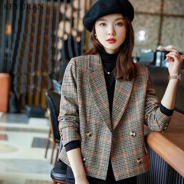 women's suits & blazers 2021 autumn ladies plaid suit female england style turn down collar double breasted casual loose short jacket w, White;black
women's suits & blazers 2021 autumn ladies plaid suit female england style turn down collar double breasted casual loose short jacket w, White;black