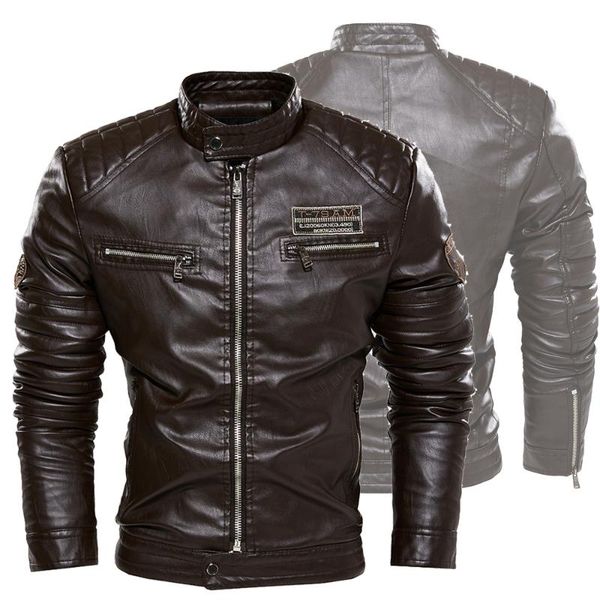men's jackets waterproof biker jacket autumn winter motorcycle leather lining with velvet stand collar artificial coat, Black;brown
men's jackets waterproof biker jacket autumn winter motorcycle leather lining with velvet stand collar artificial coat, Black;brown
