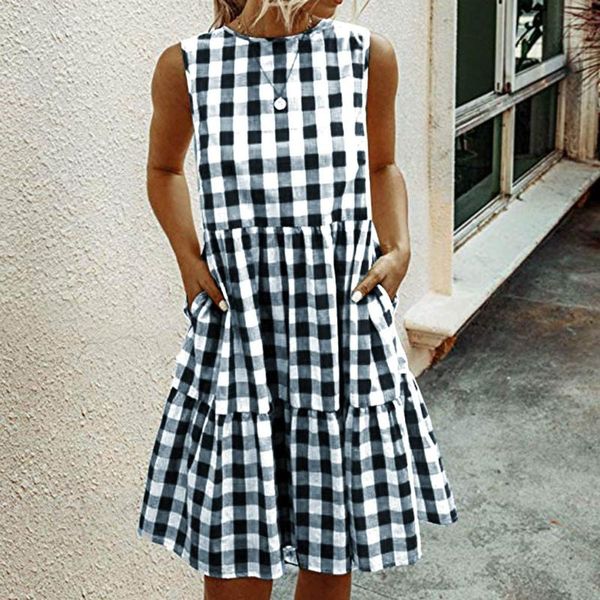 fashion women plaid short dress pockets a-line casual summer beach sundress evening party vestidos 2021 dresses, Black;gray
fashion women plaid short dress pockets a-line casual summer beach sundress evening party vestidos 2021 dresses, Black;gray