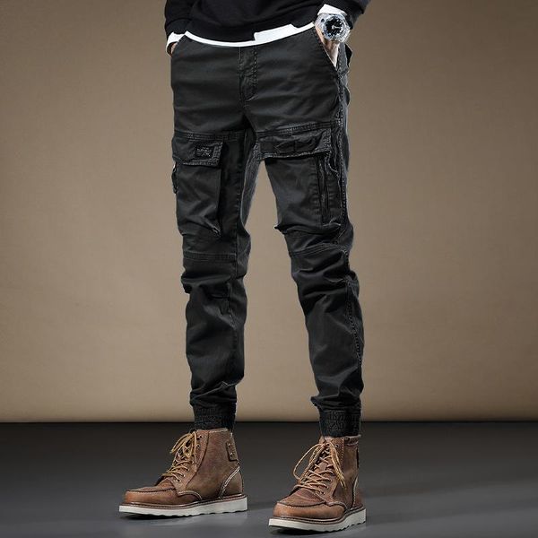 fashion men cargo pants cotton many pockets slim fit elastic trouser legs men's, Black
fashion men cargo pants cotton many pockets slim fit elastic trouser legs men's, Black