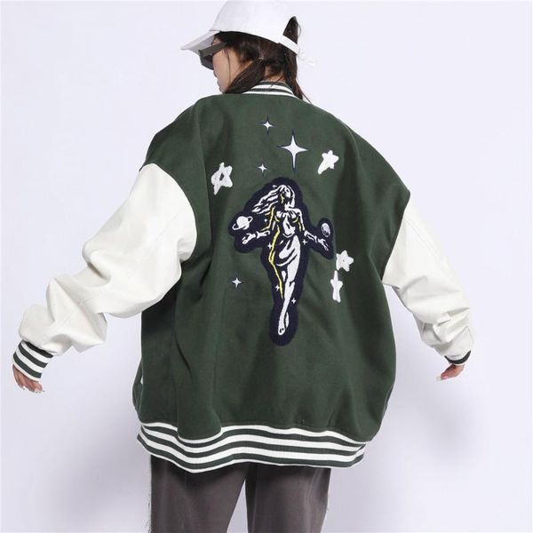 men's jackets men women varsity jacket baseball uniform embroidery creative goddess pu leather sleeve streetwear harajuku autumn coat c, Black;brown
men's jackets men women varsity jacket baseball uniform embroidery creative goddess pu leather sleeve streetwear harajuku autumn coat c, Black;brown