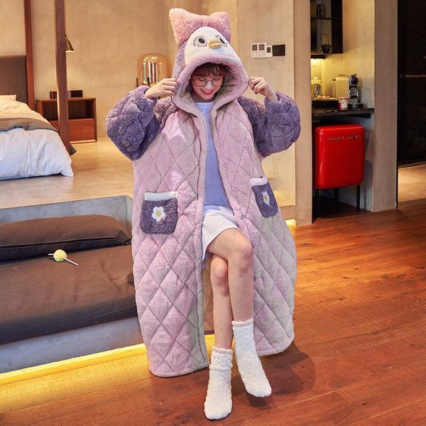 women's sleepwear winter pajamas nightgown coral fleece three-layer quilted thick warm cotton jacket home service night gown, Black;red
women's sleepwear winter pajamas nightgown coral fleece three-layer quilted thick warm cotton jacket home service night gown, Black;red