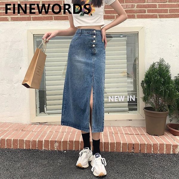 skirts fiords summer single button high waist blue denim skirt women vintage straight split long casual korean wrap, Black
skirts fiords summer single button high waist blue denim skirt women vintage straight split long casual korean wrap, Black