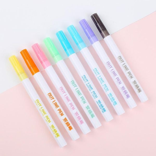 highlighters 8 colors/set gift card writing drawing pens double line outline pen stationery uy8, Black;red
highlighters 8 colors/set gift card writing drawing pens double line outline pen stationery uy8, Black;red