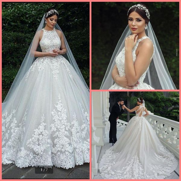 2021 exquisite white tulle ball gown wedding dress halter neckline lace appliques beaded sleeveless bridal gowns princess puffy sheer back l
2021 exquisite white tulle ball gown wedding dress halter neckline lace appliques beaded sleeveless bridal gowns princess puffy sheer back l