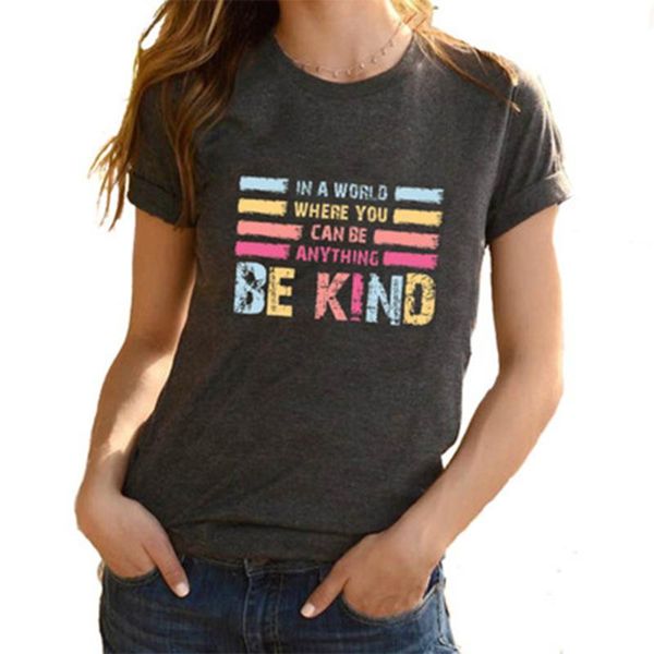 women's t-shirt aesthetic short sleeve casual tshirt women be kind letter print tee trendy crew neck hipster letters streetwear, White
women's t-shirt aesthetic short sleeve casual tshirt women be kind letter print tee trendy crew neck hipster letters streetwear, White