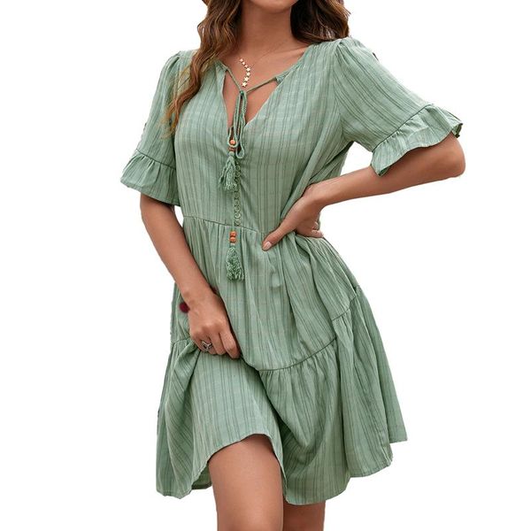 casual dresses 2021 autumn dress ladies short-sleeved v-neck a-line version fashion solid color loose, Black;gray
casual dresses 2021 autumn dress ladies short-sleeved v-neck a-line version fashion solid color loose, Black;gray