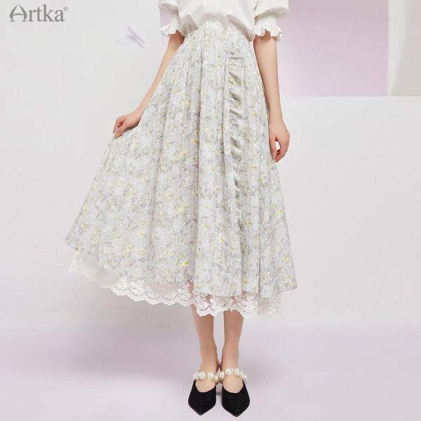 skirts artka 2021 summer women skirt elegant lace floral a-line elastic high waist long ruffles chiffon qa25111x, Black
skirts artka 2021 summer women skirt elegant lace floral a-line elastic high waist long ruffles chiffon qa25111x, Black