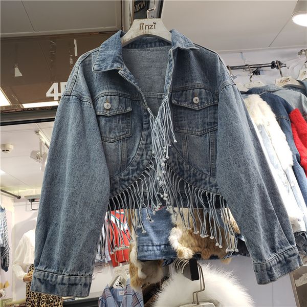 women's jackets spring autumn new korean denim short jacket fashion irregular tassel bust girls ladies all-match basic coats t1l4, Black;brown
women's jackets spring autumn new korean denim short jacket fashion irregular tassel bust girls ladies all-match basic coats t1l4, Black;brown