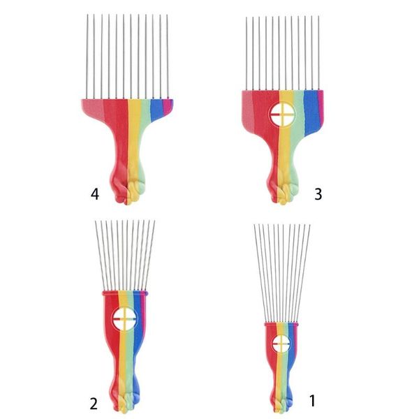 hair brushes metal afro comb with rainbow colorful handle african stainless steel pins wide teeth pick fork needle for volumizing brush, Silver
hair brushes metal afro comb with rainbow colorful handle african stainless steel pins wide teeth pick fork needle for volumizing brush, Silver