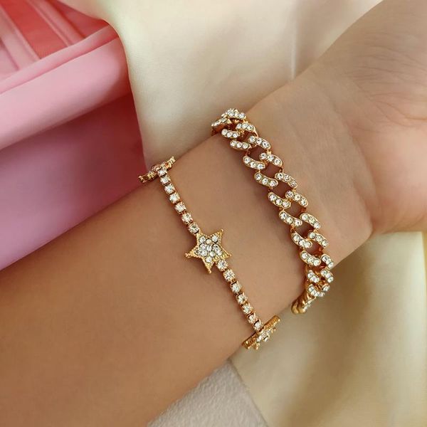 link, chain 2pcs/set punk miami cuban link rhinestone bracelets for women fashion shiny star crystal bracelet iced out jewlery, Black
link, chain 2pcs/set punk miami cuban link rhinestone bracelets for women fashion shiny star crystal bracelet iced out jewlery, Black