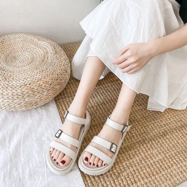 women's sandals flat platform sandal 2021 summer thick soled fashion buckle strap leisure lady shoes sandalias femininas, Black
women's sandals flat platform sandal 2021 summer thick soled fashion buckle strap leisure lady shoes sandalias femininas, Black