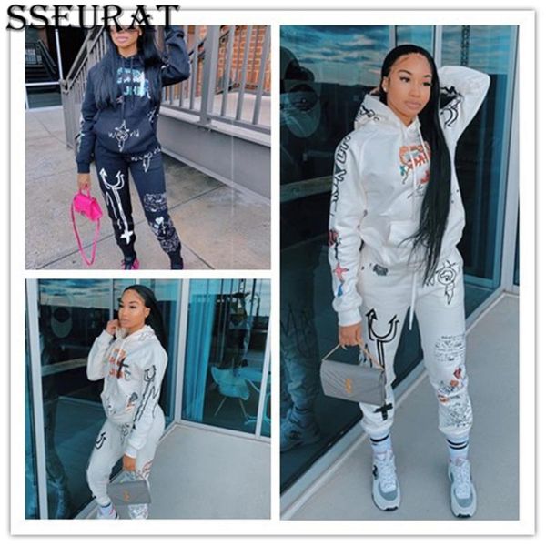 women's two piece pants sseurat graffiti streetwear 2 set women tracksuit female hoodies matching sets outfits sweatsuit, White
women's two piece pants sseurat graffiti streetwear 2 set women tracksuit female hoodies matching sets outfits sweatsuit, White