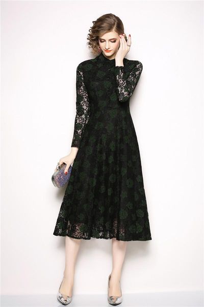 casual dresses fashion designer women autumn slim shirt dress elegant cocktail party robe female vintage hollow lace vestidos, Black;gray
casual dresses fashion designer women autumn slim shirt dress elegant cocktail party robe female vintage hollow lace vestidos, Black;gray