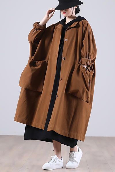 women's trench coats female autumn and beiginning winter plus size outerwear literary single-breasted pocket drawstring distressed loos, Tan;black
women's trench coats female autumn and beiginning winter plus size outerwear literary single-breasted pocket drawstring distressed loos, Tan;black